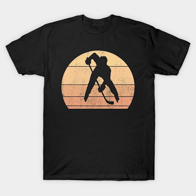 Retro Sunset Hockey T-Shirt by Shirtjaeger